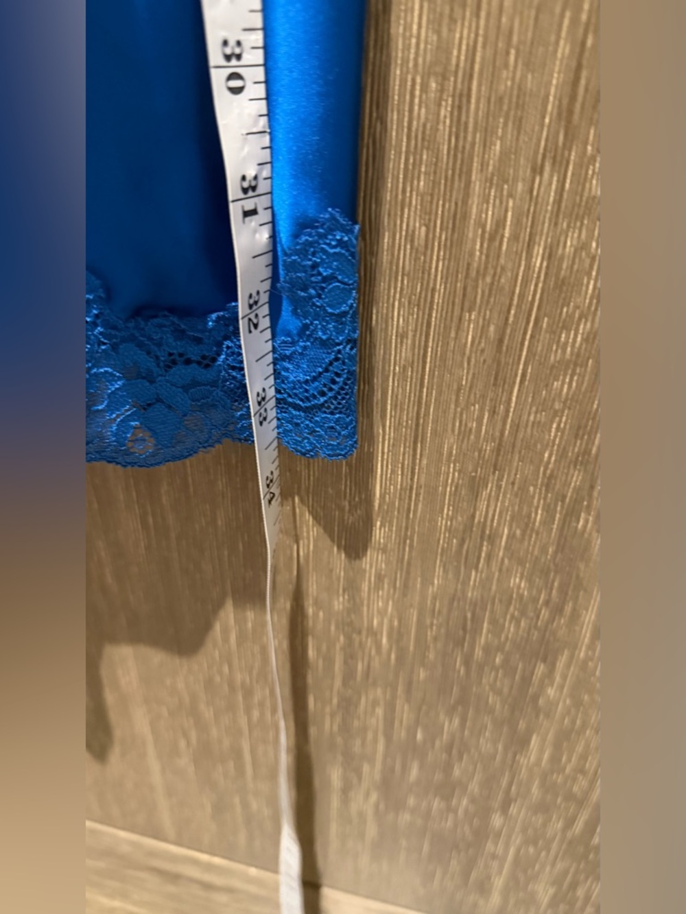 Bras N Things Royal Blue Lace Trim Satin Chemise - Picture 9 of 11